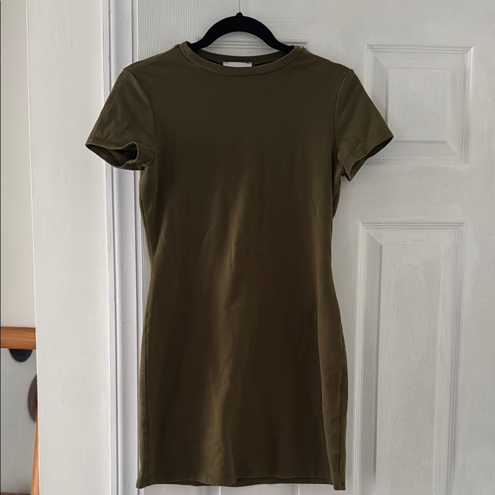 Reformation Olive Green Short Sleeve Dress